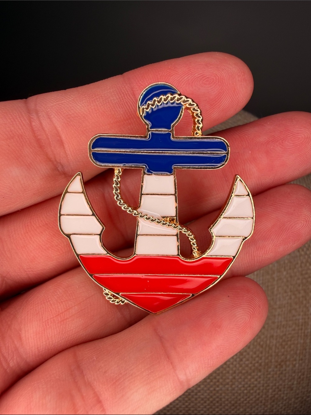Nautical Anchor Enamel Pin - Red, White & Blue